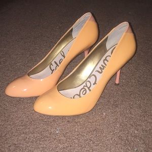 Peach Patten Leather Pumps